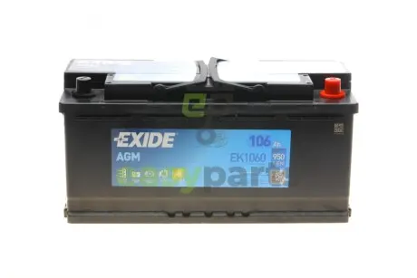 Акумуляторна батарея 106Ah/950A (393x175x190/+R/B13) (Start-Stop AGM) (аналог EK1050) EXIDE EK1060