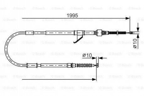 Трос ручника (задній) (R) Mitsubishi L200 96-07 (1995/1780mm) BOSCH 1 987 482 069