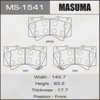Фото колодка тормозная MASUMA MS1541 Колодка тормозная MASUMA MS1541