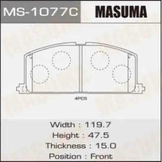 Фото колодка тормозная MASUMA MS1077 Колодка тормозная MASUMA MS1077