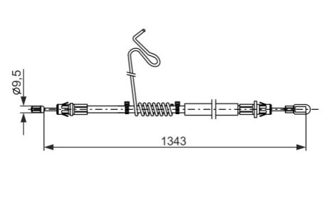 Трос ручника (задній) (L) Ford Transit 06-14 (L=1343/1120mm) BOSCH 1987482883