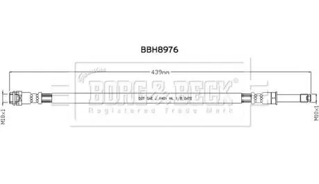 Фото гальмiвний шланг BORG & BECK BBH8976 Гальмiвний шланг BORG & BECK BBH8976