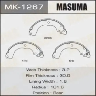 Фото колодка тормозная барабанная MASUMA MK1267 Колодка тормозная барабанная MASUMA MK1267