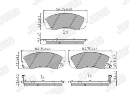 Гальмівні колодки передні HYUNDAI H-1/KIA CARNIVAL/Гальмівні колодки задні TOYOTA PROACE Jurid 573864J