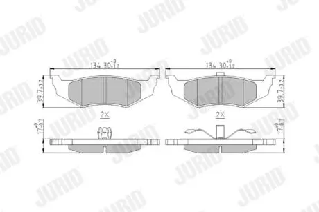 Тормозные колодки задние CHRYSLER 300M, NEON, PT CRUISER, SEBRING, VOYAGER /DODGE/LINCOLN Jurid 573069J
