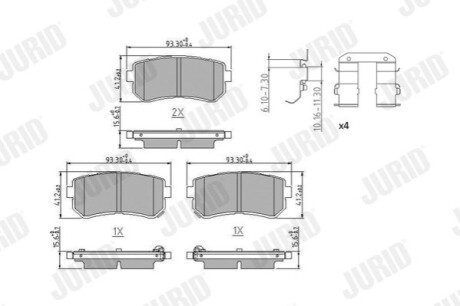 Гальмівні колодки задні HYUNDAI KONA, SONATA / KIA OPTIMA, PICANTO, SOUL Jurid 573830J (фото 1)