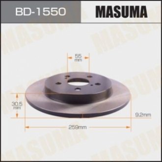 Диск гальмівний задній Toyota Prius (09-15) (Кратно 2 шт) MASUMA BD1550 (фото 1)