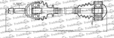 LANCIA піввісь права L=523mm 25 зуб. MUSA 1.3 D Multijet 04-12 TRAKMOTIVE 30-1132