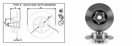 Диск тормозной, лев/прав, задн (с подшипником)) Trafic II/Vivaro APLUS 61311BAP