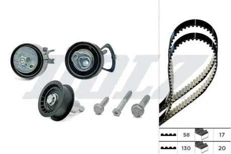 К-кт. ГРМ (2шт. рем.+3шт.ролик+кріплення) SKODA Fabia 1.4 DOLZ SKD080