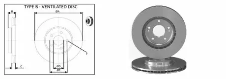 Диск гальмiвний перед.Hyundai Tucson Kia Optima, Sportage IV 1.6-2.0H 06.15- APLUS 61711AP