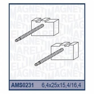 Ремкомплект (щітки) стартера MERCEDES 7-9T, 11T, 13T, 15T, ATEGO, CITARO, VARIO [940113510231] MAGNETI MARELLI AMS0231