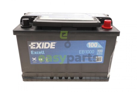 Акумуляторна батарея 100Ah/720A (315x175x205/+R/B13) Excell EXIDE EB1000