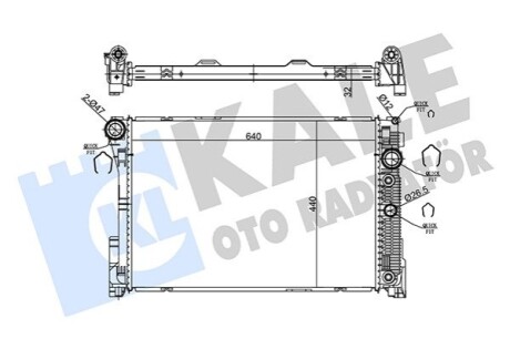 KALE DB радіатор охолодження двигуна (акп) 640*440*32 W204, W212 KALE OTO RADYATOR 360180 (фото 1)