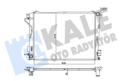 KALE HYUNDA Радиатор охлаждения Sonata V,Grandeur 2.0/2.2CRDi 06- KALE OTO RADYATOR 347815