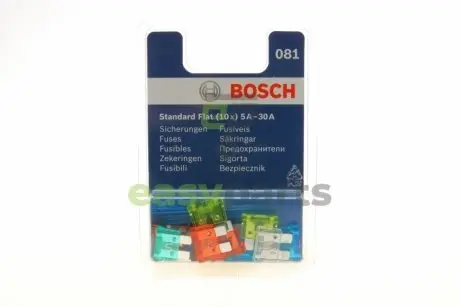 Комплект запобіжників (стандарт) 5A/7,5A/25A/30A/10A/15A/20A) (10шт) BOSCH 1 987 529 081