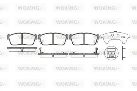 Гальмівні колодки пер. Chevrolet Cruze /Subaru Justy /Suzuki Ignis /Nissan Pixo 1.0-2.5 00- WOKING P6243.02