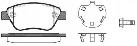 Тормозные колодки пер. 500/PANDA/DOBLO/CORSA 1.0-1.9 04- (Bosch) (123.8x53.6) с датчиком WOKING P9583.30 (фото 1)