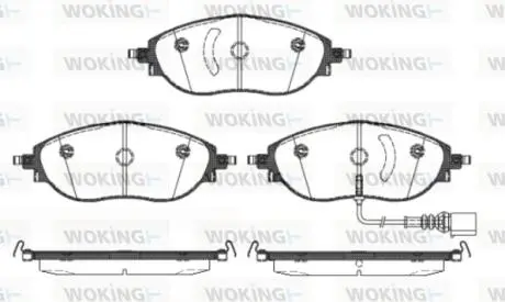 Тормозные колодки пер. VW Passat 10-/Skoda Octavia 12-(TRW) с датчиком WOKING P15703.01