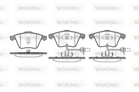 Фото гальмівні колодки пер. Audi A4/A6/A8 00- WOKING P8643.02 Гальмівні колодки пер. Audi A4/A6/A8 00- WOKING P8643.02