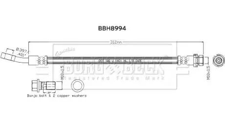Фото гальмiвний шланг BORG & BECK BBH8994 Гальмiвний шланг BORG & BECK BBH8994