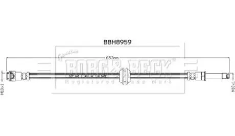 Фото гальмiвний шланг BORG & BECK BBH8959 Гальмiвний шланг BORG & BECK BBH8959