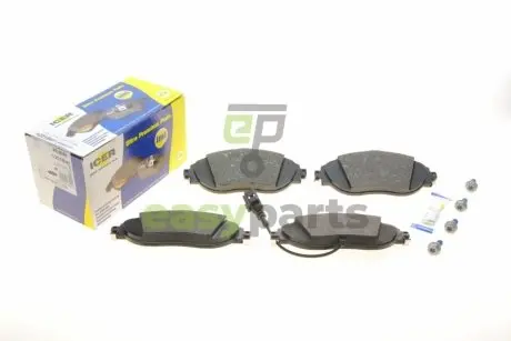 Колодки гальмівні (передні) Audi A3/Skoda Kodiaq 16-/Octavia/VW Golf/Tiguan 12-/T-Roc 17- (+датчик) ICER 182018-087