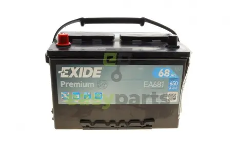 Акумуляторна батарея 68Ah/650A (277x175x190/+L/B1+B12) Premium EXIDE EA681