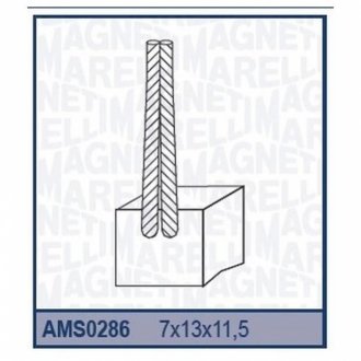 Щітки стартера (12V6 x13x11,5) AUDI, BMW, OPEL MERIVA, RENAULT MASTER, PEUGEOT 307 DIESEL MAGNETI MARELLI AMS0286