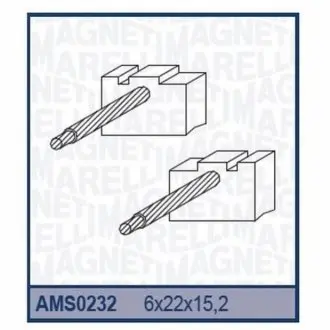 Ремкомплект (щітки) стартера (12V6x22x15,2) MAGNETI MARELLI AMS0232