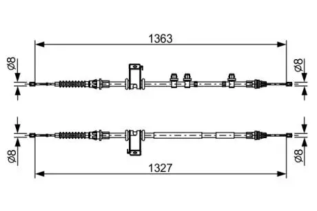 FORD трос ручного гальма задн. 1360/1195+1360/1195 мм B-MAX 12-, FIESTA VI BOSCH 1987482453