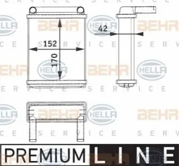 Радіатор печі, Sprinter (901-904) - VW LT, 1996 - 2006, (задній), (9200997) BEHR 8FH 351 312-521