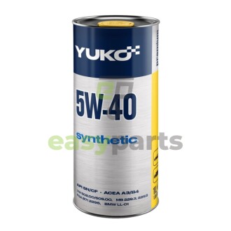 1л SYNTHETIC 5W-40 Олива двигуна API SN/CF, ACEA A3/B4, VW 502.00/505.00/501.01/505.00, MB 229.3, MB 229.5, PSA B71 2296, PSA B71 2300, BMW LL-01, Renault RN0700, RN0710, MB 229.5, MB 226.5 YUKO 21583