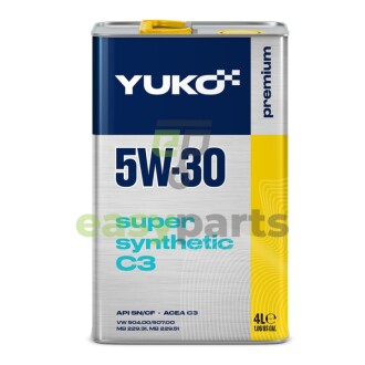 4л SUPER SYNTHETIC C3 5W-30 Олива двигуна API SN/CF, ACEA C3, MB 229.31, MB 229.51, VW 504.00/507.00, BMW LL-04, Porsche C30, Fiat 9.55535-G1 YUKO 20770