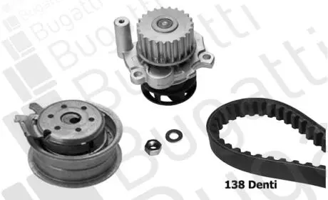 AUDI К-т ГРМ (помпа+рем.+ролик+крепление) 1,6 A3/A4 VW Golf IV 1,6/2,0Skoda 1,6/2,0 Seat BUGATTI KBU5113A