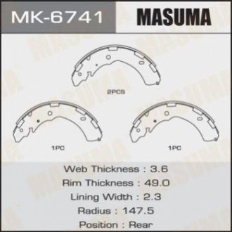 Колодка гальмівна барабанна MASUMA MK6741