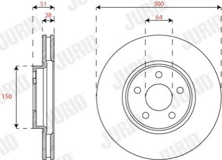 Тормозной диск передний Ford Galaxy III, S-Max (2015->) Jurid 563313JC