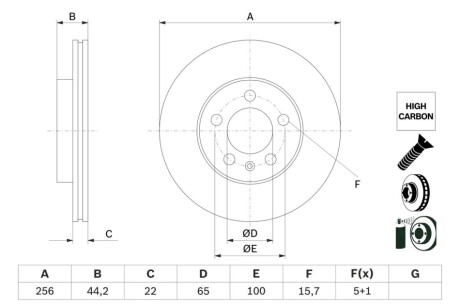 Диск гальм передн. VW Polo 17- BOSCH 0986479F32