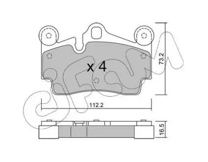 Гальмівні колодки зад. Audi Q7/Touareg/Cayenne (Brembo) (112,2x73,2x16,2) CIFAM 822-655-0