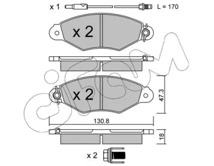 Гальмівні колодки пер. Kangoo 97-08 (Bosch) (з датчиком) CIFAM 822-253-1