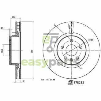 FEBI гальм. диск передн. TESLA FEBI BILSTEIN 178232