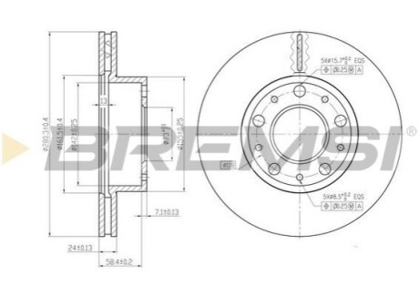 Гальмівний диск перед. Ducato/Boxer 94-06 (1-1.5t) (280x24) BREMSI CD7170V