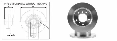 Диск тормозной, лев/прав, задн. MB SPRINTER, VW LT 28-35 96- APLUS 61440AP