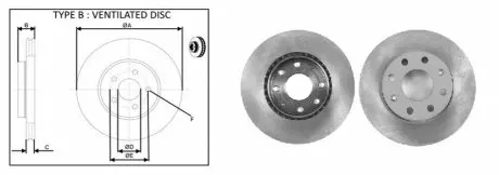 Диск тормозной, лев/прав, пер. CHEVROLET AVEO 1.2, 1.4 APLUS 61405AP