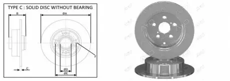 Диск гальмівний зад. Toyota Avensis 1.6,1.8,2.0 03- APLUS 61413AP