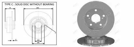 Гальмівний диск зад. TOYOTA AURIS, COROLLA 1.33-1.8VVTi 01.07- APLUS 61593AP
