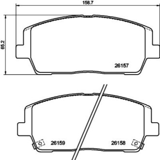 Гальмівні колодки дискові перед. Hyundai Santa Fe Kia Sorento 2.0D/2.2D/2.4 01.15- HELLA 8DB 355 040-011