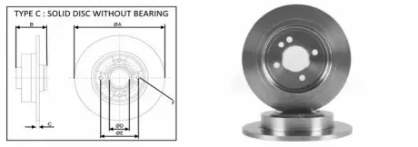 Диск гальмівний зад. MINI COOPER S 1.6 01-15 APLUS 61299AP