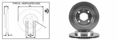 Диск гальмівний Ford Courier/Fiesta/Escort 90- V APLUS 61360AP