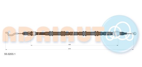 VW трос ручного гальма (2010/1645 мм) MULTIVAN V (4*4) ADRIAUTO 55.0203.1 (фото 1)